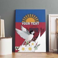 Personalized Latvia Canvas Wall Art White Wagtail Dievs Sveti Latviju