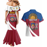 Personalized Latvia Couples Matching Mermaid Dress and Hawaiian Shirt White Wagtail Dievs Sveti Latviju