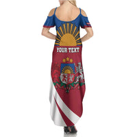 Personalized Latvia Family Matching Summer Maxi Dress and Hawaiian Shirt White Wagtail Dievs Sveti Latviju