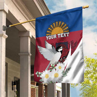 Personalized Latvia Garden Flag White Wagtail Dievs Sveti Latviju