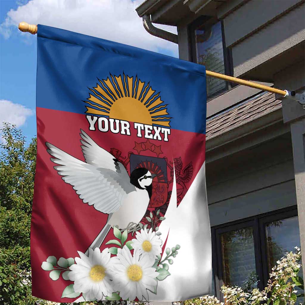 Personalized Latvia Garden Flag White Wagtail Dievs Sveti Latviju