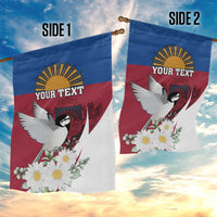 Personalized Latvia Garden Flag White Wagtail Dievs Sveti Latviju