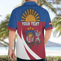 Personalized Latvia Hawaiian Shirt White Wagtail Dievs Sveti Latviju