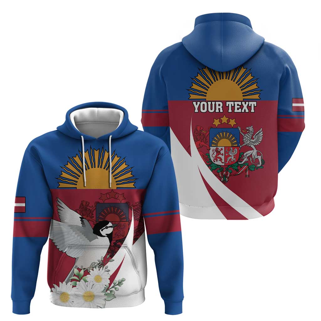 Personalized Latvia Hoodie White Wagtail Dievs Sveti Latviju
