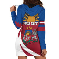 Personalized Latvia Hoodie Dress White Wagtail Dievs Sveti Latviju