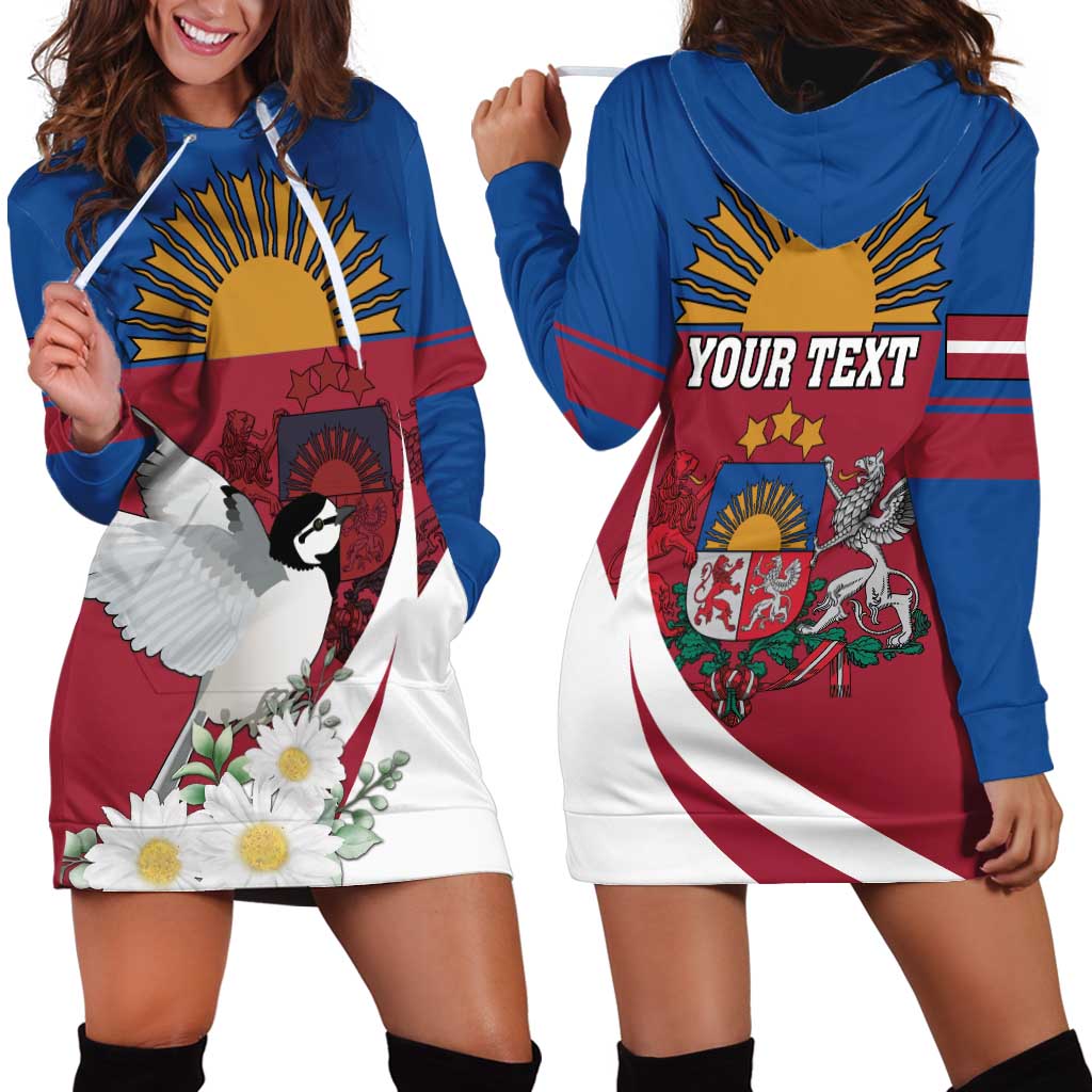 Personalized Latvia Hoodie Dress White Wagtail Dievs Sveti Latviju