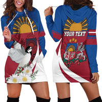 Personalized Latvia Hoodie Dress White Wagtail Dievs Sveti Latviju