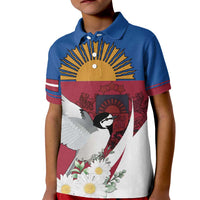 Personalized Latvia Kid Polo Shirt White Wagtail Dievs Sveti Latviju