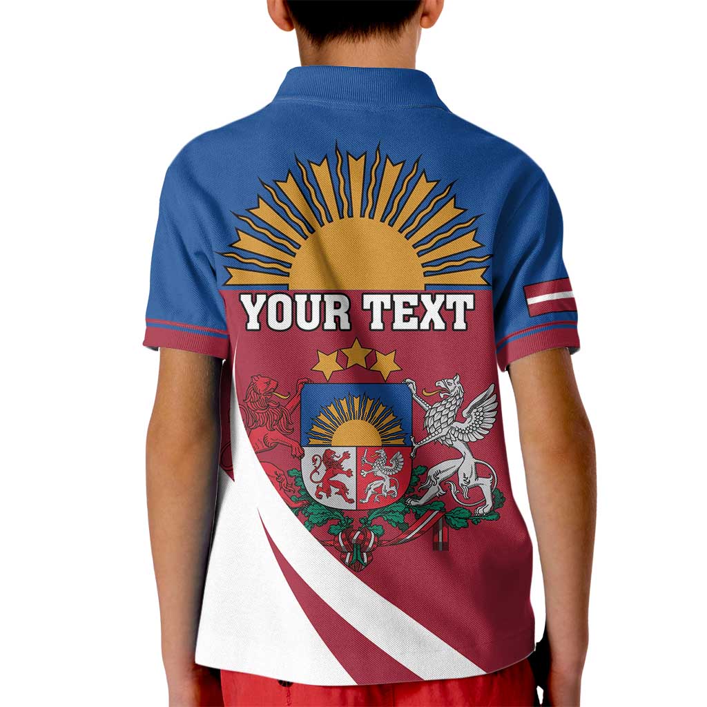 Personalized Latvia Kid Polo Shirt White Wagtail Dievs Sveti Latviju