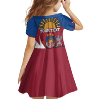 Personalized Latvia Kid Short Sleeve Dress White Wagtail Dievs Sveti Latviju