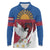 Personalized Latvia Long Sleeve Polo Shirt White Wagtail Dievs Sveti Latviju