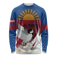 Personalized Latvia Long Sleeve Shirt White Wagtail Dievs Sveti Latviju