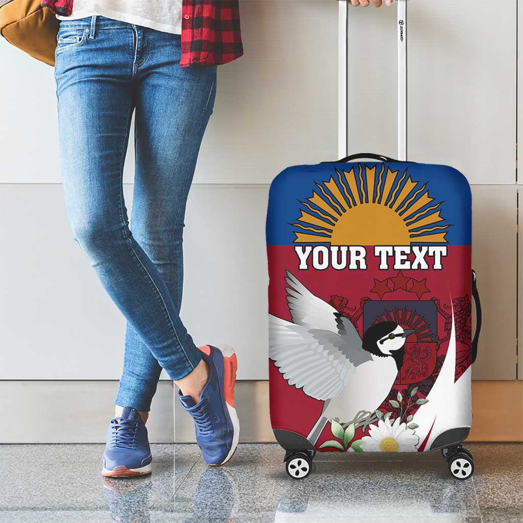 Personalized Latvia Luggage Cover White Wagtail Dievs Sveti Latviju
