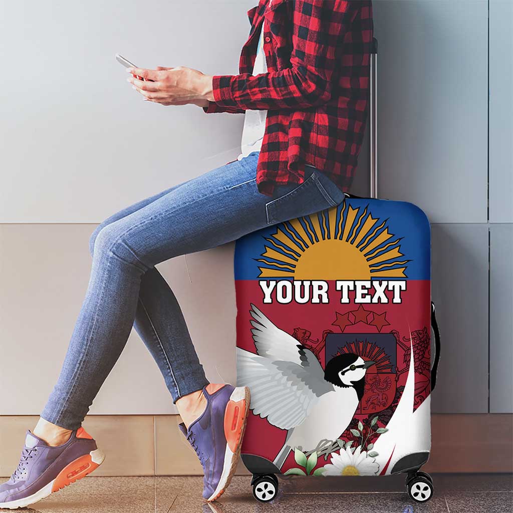 Personalized Latvia Luggage Cover White Wagtail Dievs Sveti Latviju