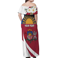Personalized Latvia Off Shoulder Maxi Dress White Wagtail Dievs Sveti Latviju
