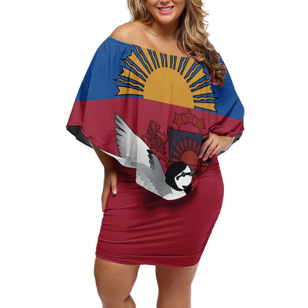 Personalized Latvia Off Shoulder Short Dress White Wagtail Dievs Sveti Latviju