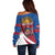 Personalized Latvia Off Shoulder Sweater White Wagtail Dievs Sveti Latviju