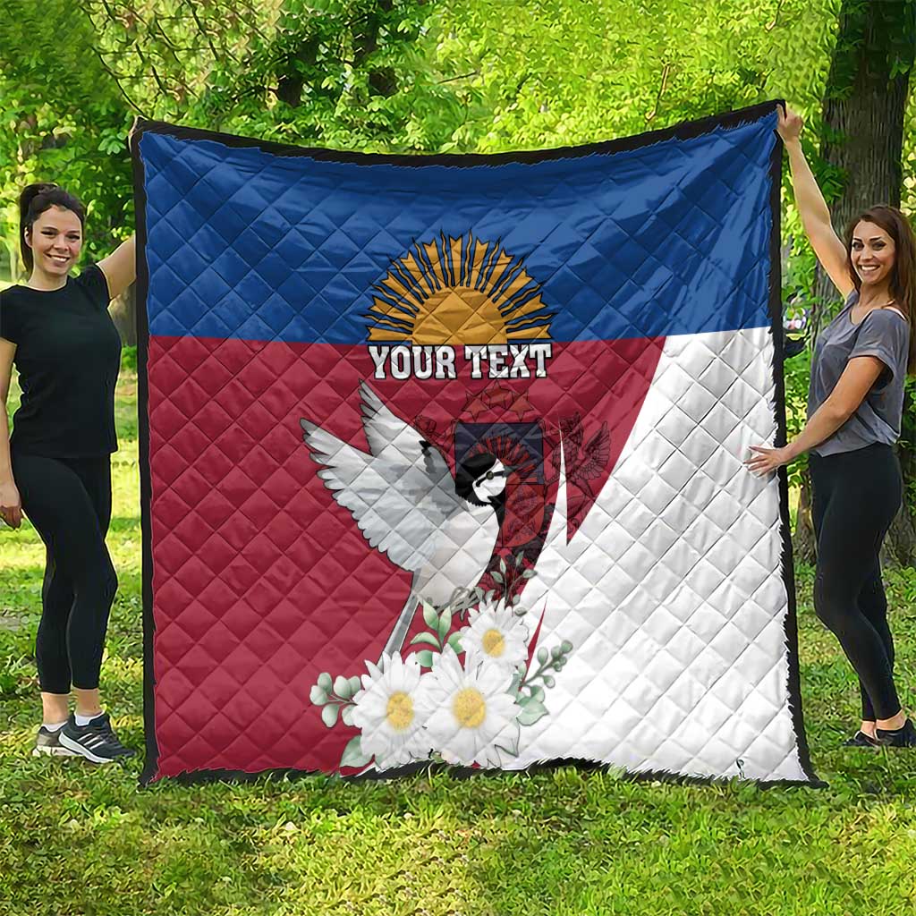 Personalized Latvia Quilt White Wagtail Dievs Sveti Latviju