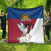 Personalized Latvia Quilt White Wagtail Dievs Sveti Latviju