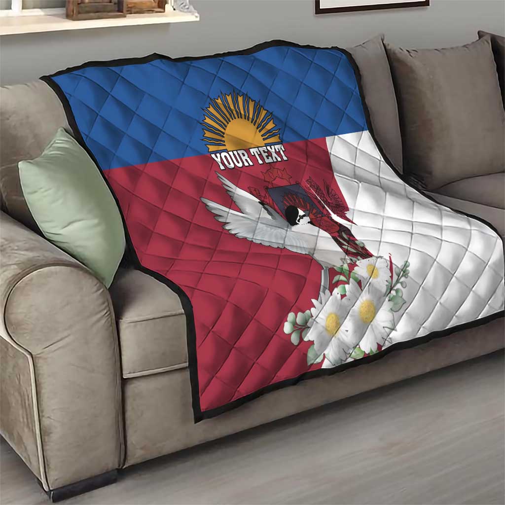 Personalized Latvia Quilt White Wagtail Dievs Sveti Latviju