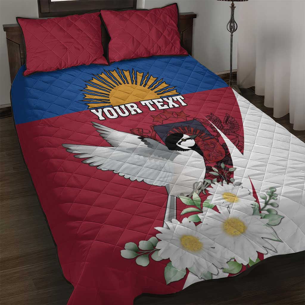 Personalized Latvia Quilt Bed Set White Wagtail Dievs Sveti Latviju