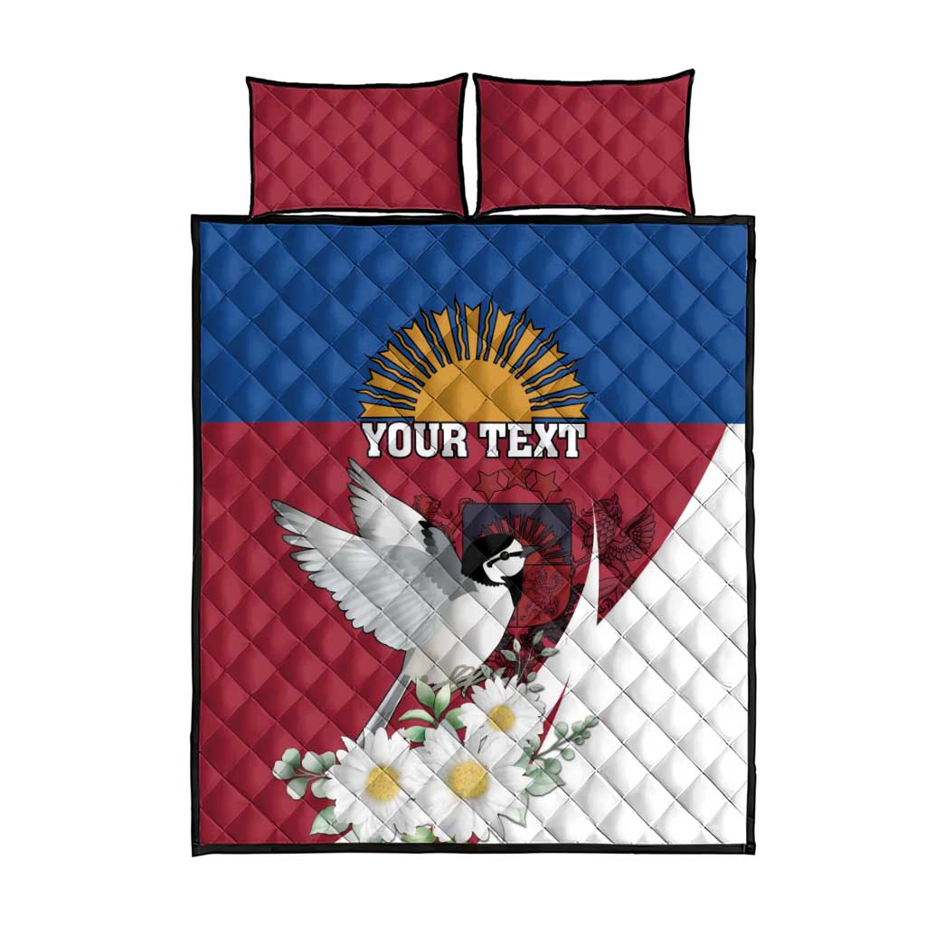 Personalized Latvia Quilt Bed Set White Wagtail Dievs Sveti Latviju