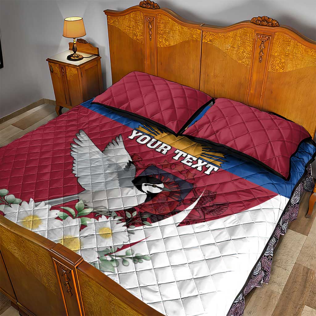 Personalized Latvia Quilt Bed Set White Wagtail Dievs Sveti Latviju