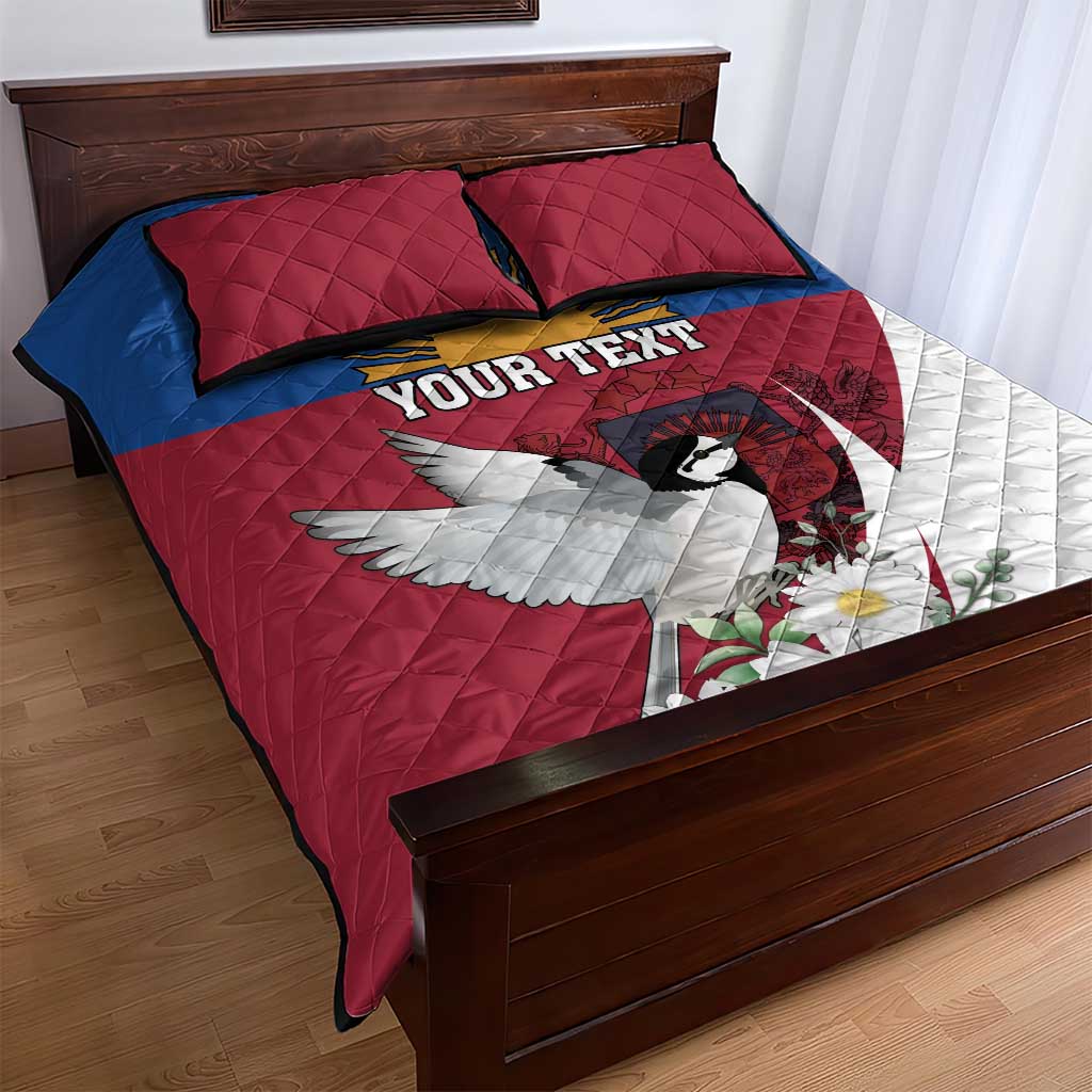 Personalized Latvia Quilt Bed Set White Wagtail Dievs Sveti Latviju