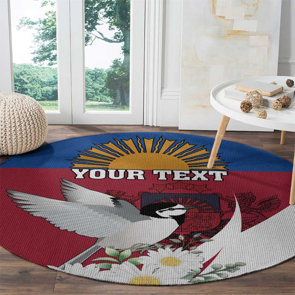 Personalized Latvia Round Carpet White Wagtail Dievs Sveti Latviju