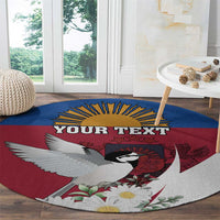 Personalized Latvia Round Carpet White Wagtail Dievs Sveti Latviju