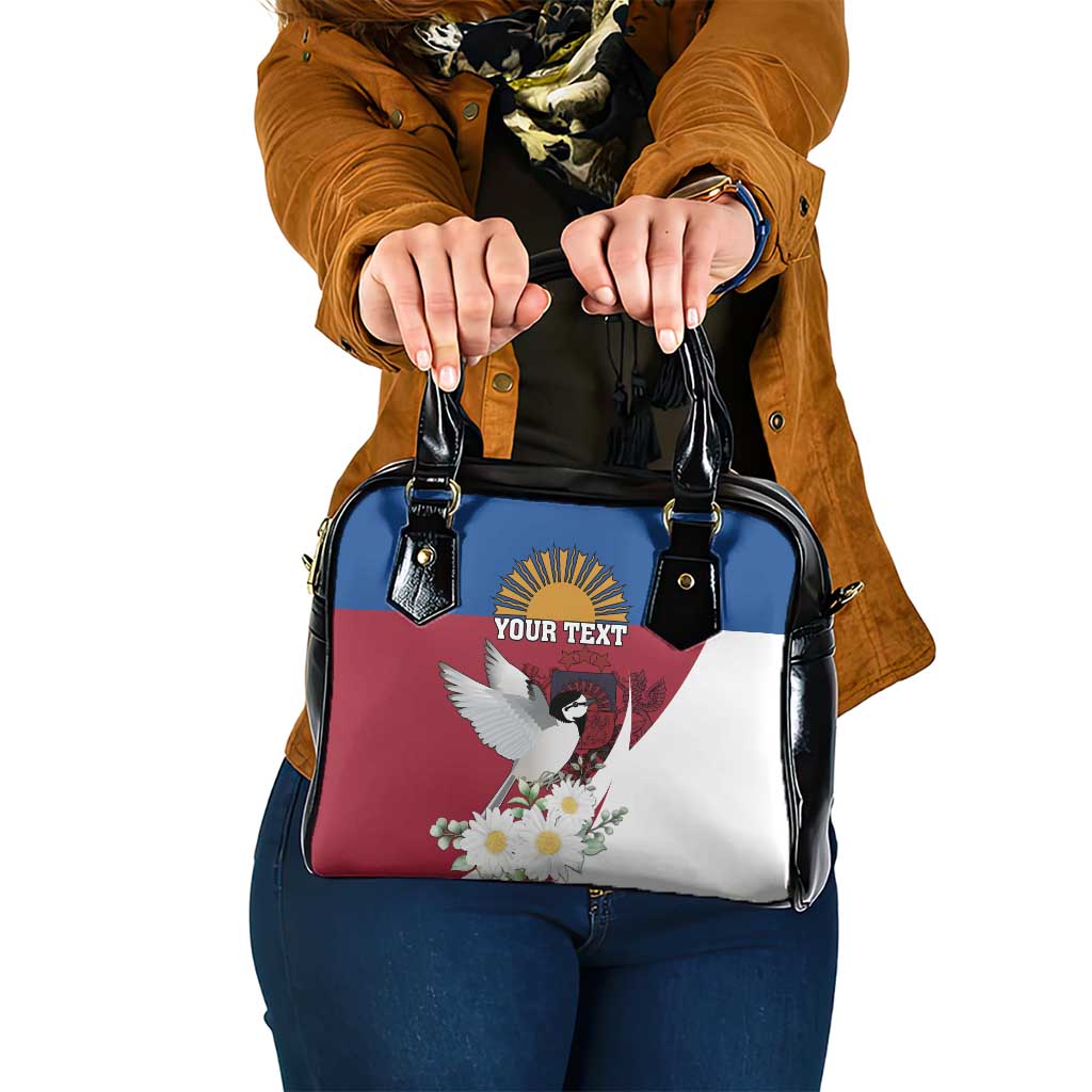 Personalized Latvia Shoulder Handbag White Wagtail Dievs Sveti Latviju