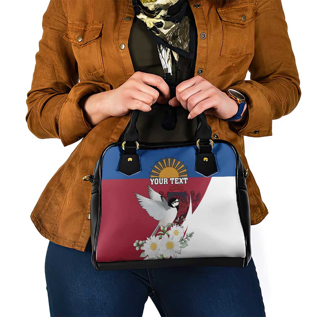 Personalized Latvia Shoulder Handbag White Wagtail Dievs Sveti Latviju