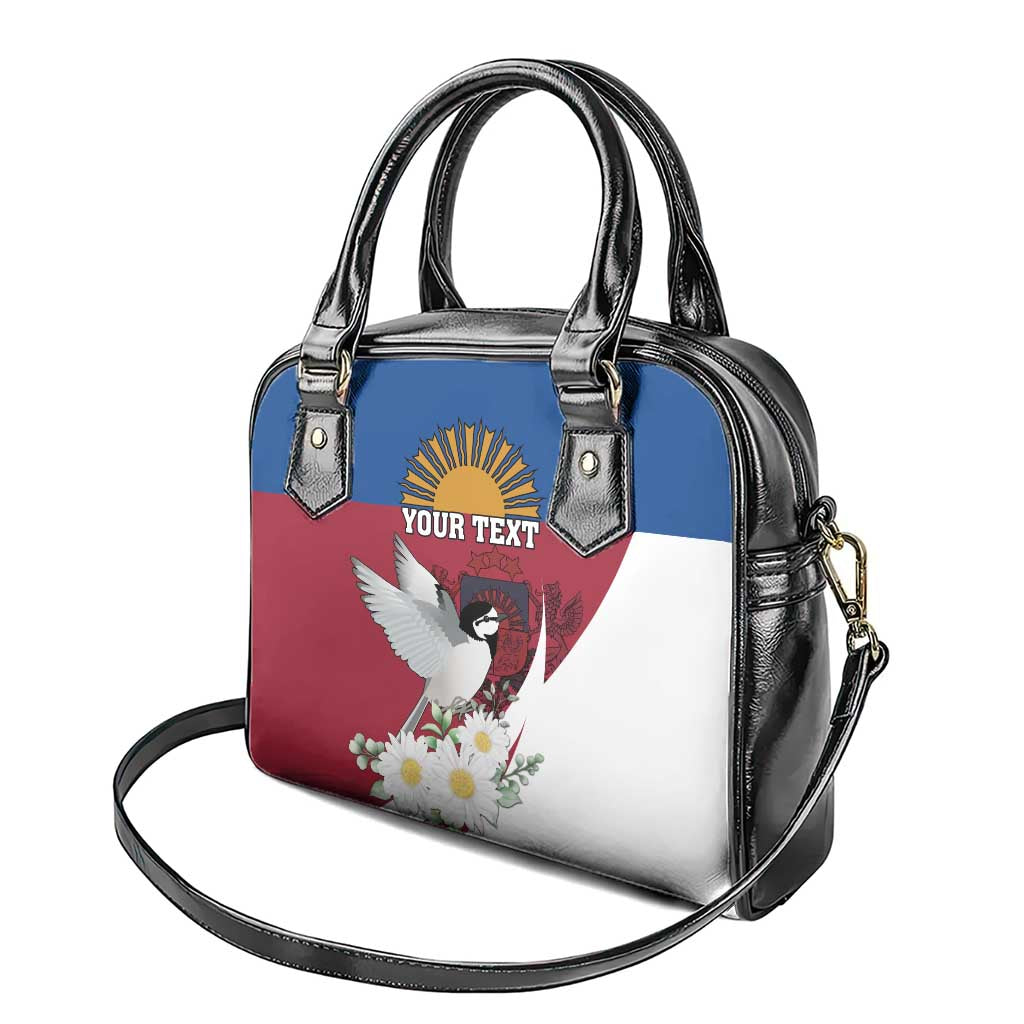 Personalized Latvia Shoulder Handbag White Wagtail Dievs Sveti Latviju