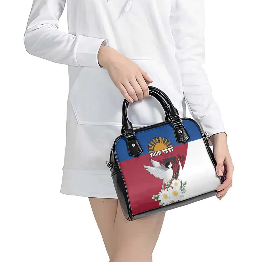 Personalized Latvia Shoulder Handbag White Wagtail Dievs Sveti Latviju
