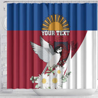 Personalized Latvia Shower Curtain White Wagtail Dievs Sveti Latviju