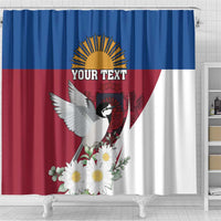 Personalized Latvia Shower Curtain White Wagtail Dievs Sveti Latviju