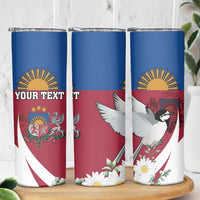 Personalized Latvia Skinny Tumbler White Wagtail Dievs Sveti Latviju