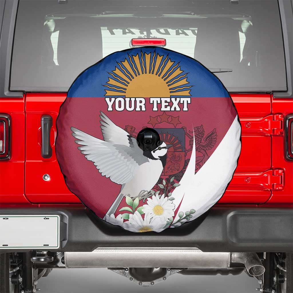Personalized Latvia Spare Tire Cover White Wagtail Dievs Sveti Latviju