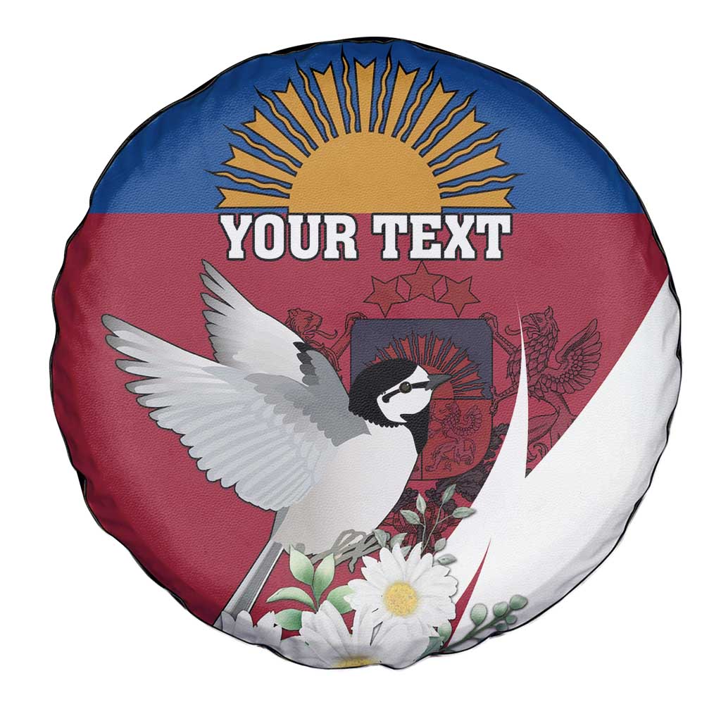 Personalized Latvia Spare Tire Cover White Wagtail Dievs Sveti Latviju