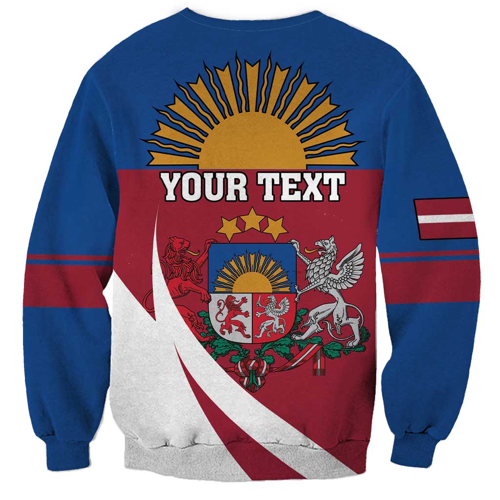 Personalized Latvia Sweatshirt White Wagtail Dievs Sveti Latviju