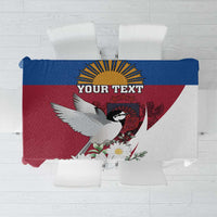 Personalized Latvia Tablecloth White Wagtail Dievs Sveti Latviju