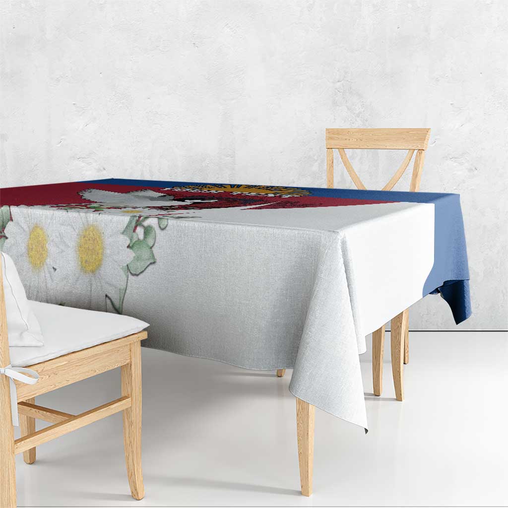 Personalized Latvia Tablecloth White Wagtail Dievs Sveti Latviju