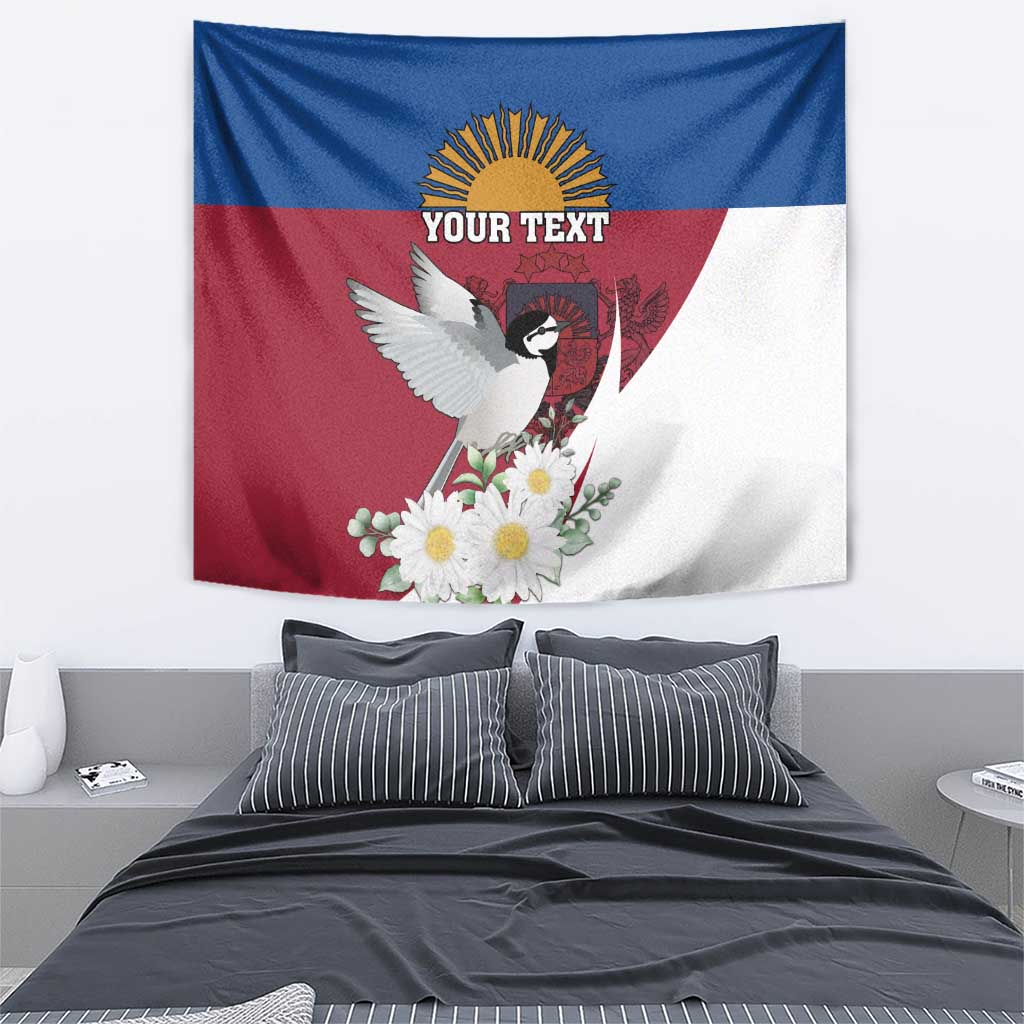 Personalized Latvia Tapestry White Wagtail Dievs Sveti Latviju