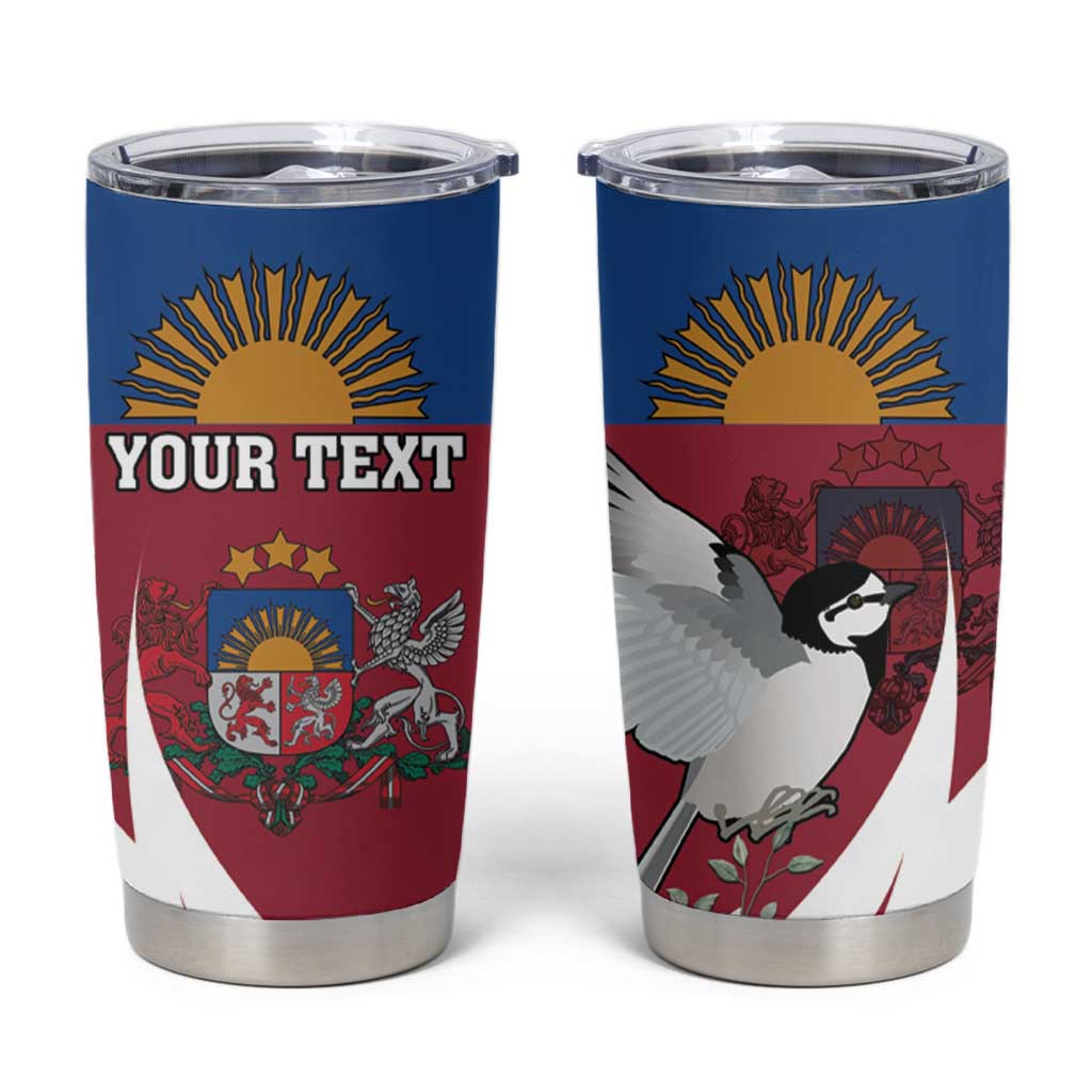 Personalized Latvia Tumbler Cup White Wagtail Dievs Sveti Latviju