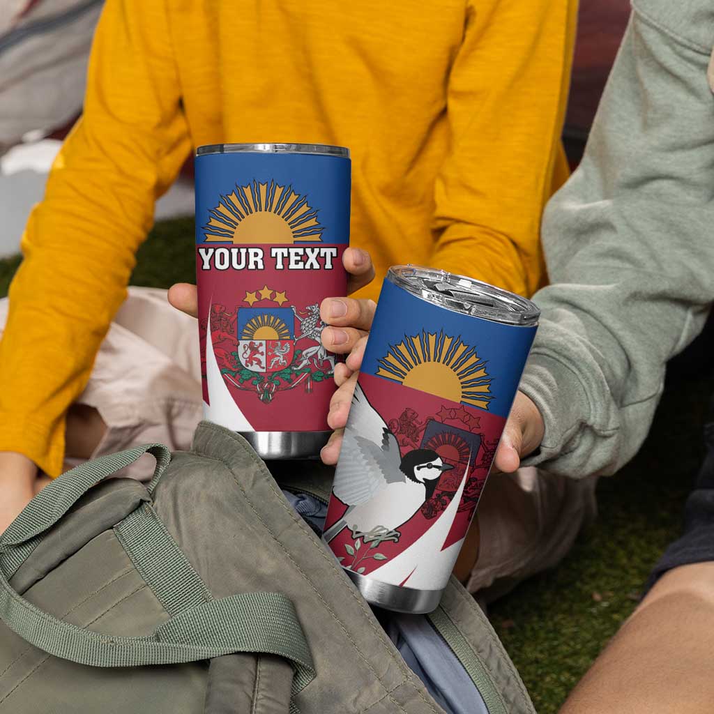 Personalized Latvia Tumbler Cup White Wagtail Dievs Sveti Latviju