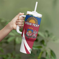 Personalized Latvia Tumbler With Handle White Wagtail Dievs Sveti Latviju