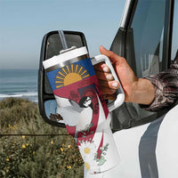 Personalized Latvia Tumbler With Handle White Wagtail Dievs Sveti Latviju