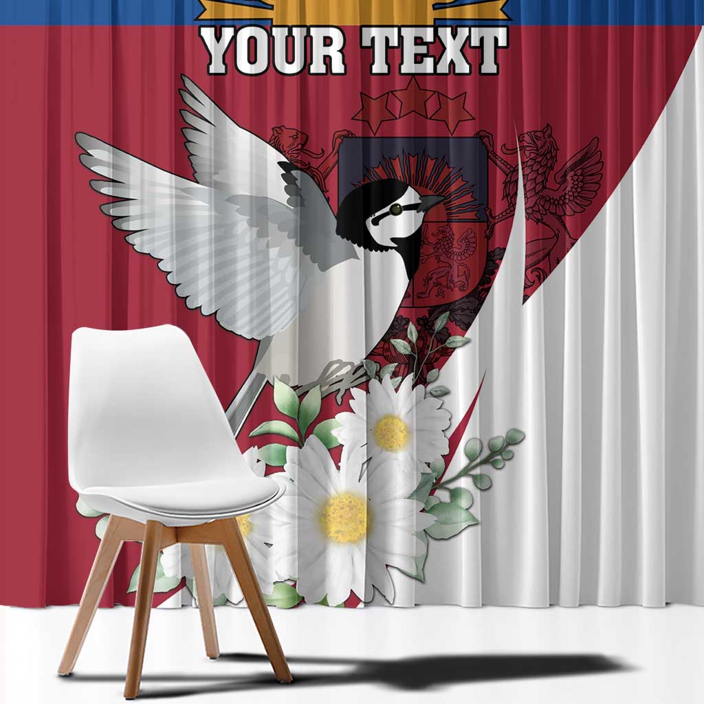 Personalized Latvia Window Curtain White Wagtail Dievs Sveti Latviju