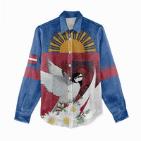 Personalized Latvia Women Casual Shirt White Wagtail Dievs Sveti Latviju