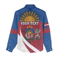 Personalized Latvia Women Casual Shirt White Wagtail Dievs Sveti Latviju